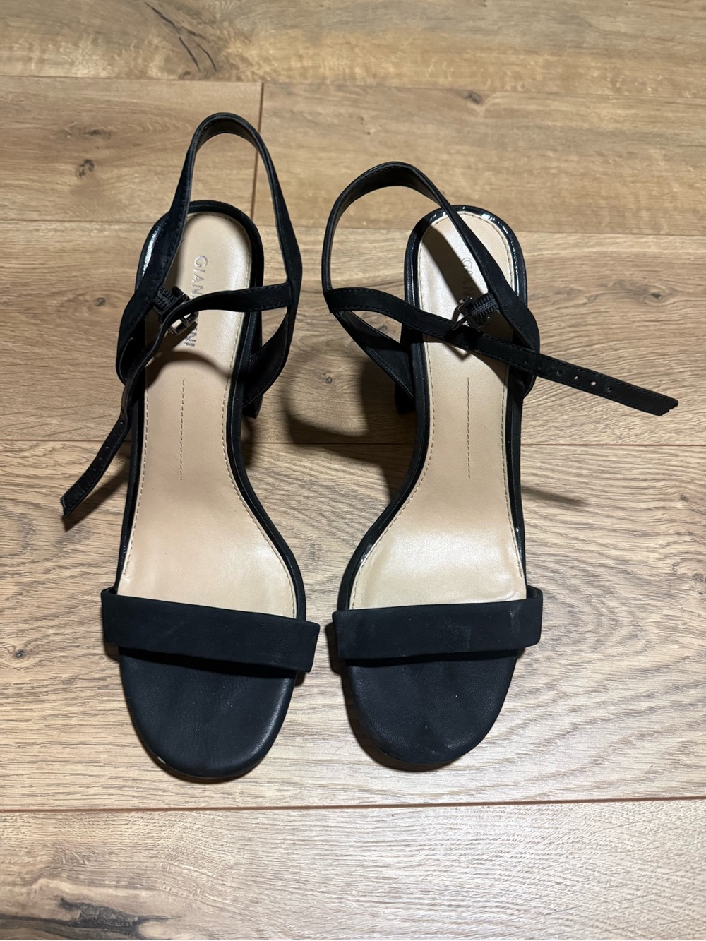 Black Women's Ankle-Strap Heeled Sandals
